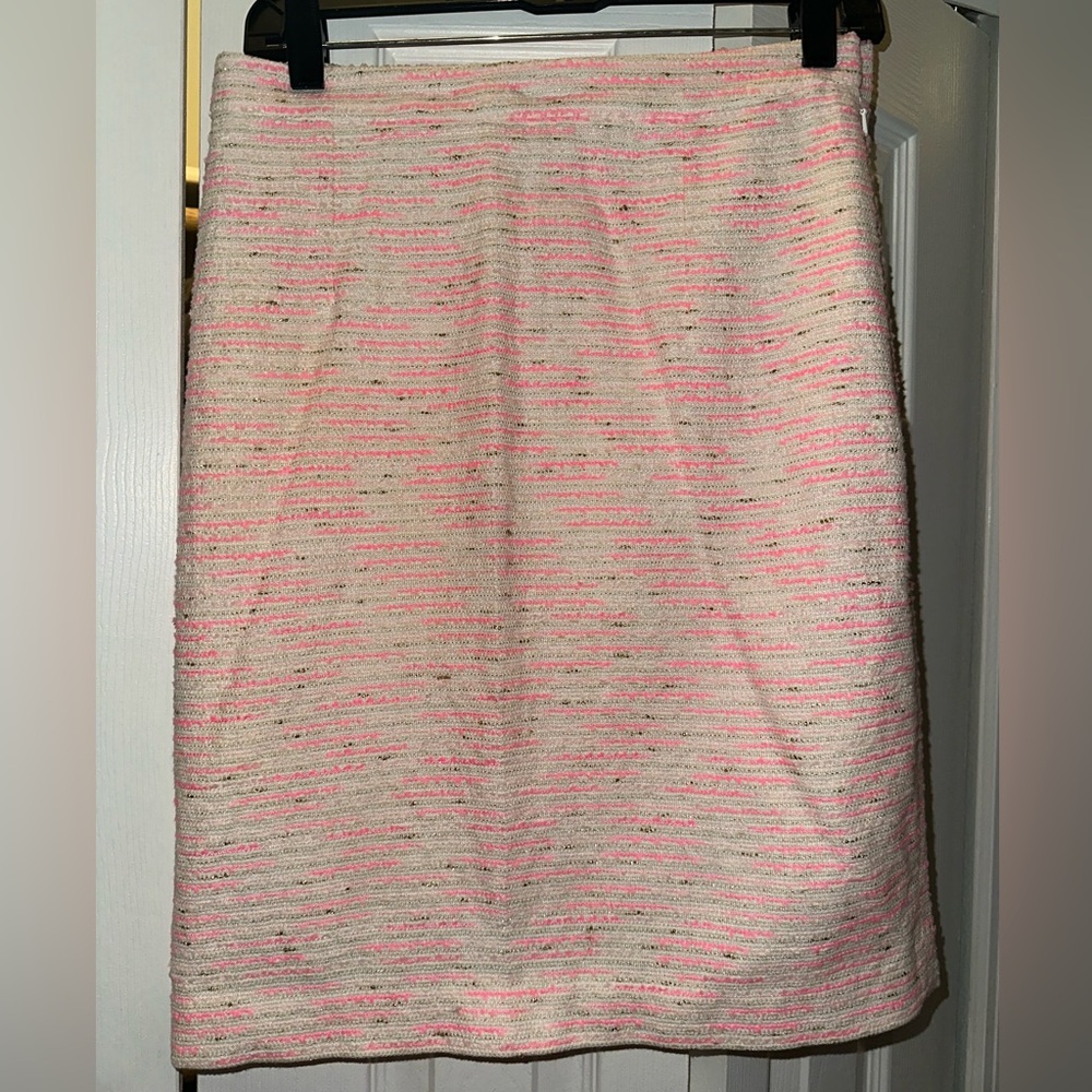 LILLY PULITZER Gerbera Pink Gold Sparkle tweed Skirt Sz 8 Ret $148
